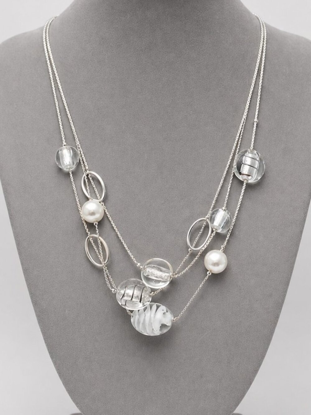 Murano Style Glass Bead Multi Strand Necklace by Alfani - Picture 2 of 6